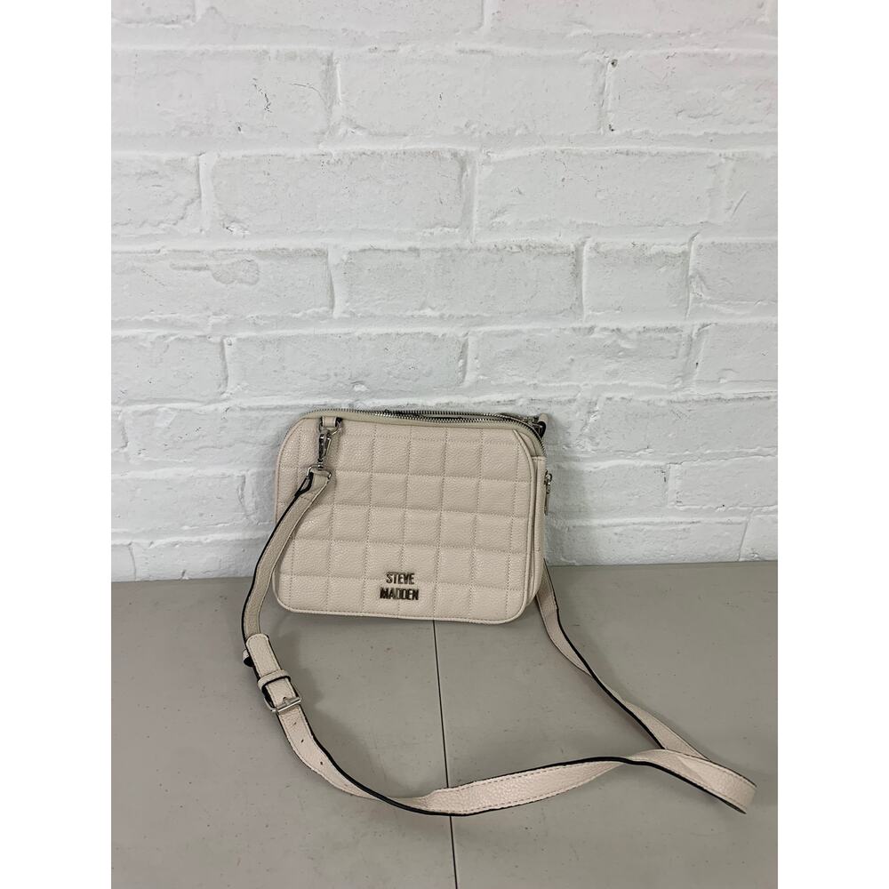 Steve Madden Women's Faux Leather Brenee Bone Crossbody Bag White One Size